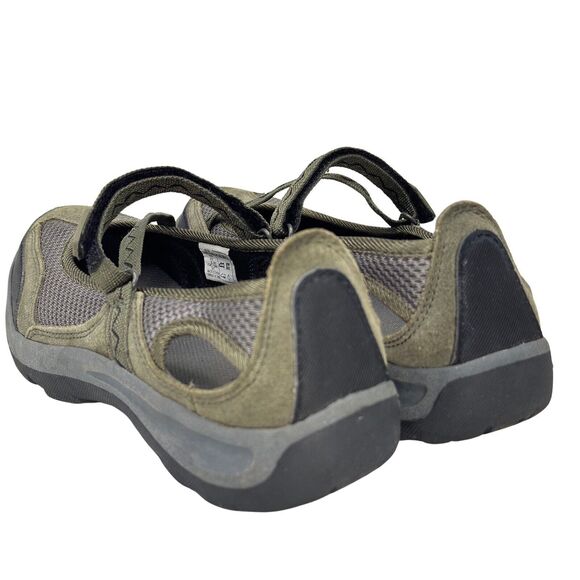 Lands' End Mary Jane Shoe Womens 8D Wide Green Gray Mesh Trekker Leather Hiking - Picture 6 of 12